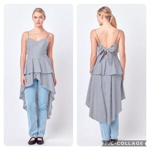 English Factory Black Poplin High-Low Top